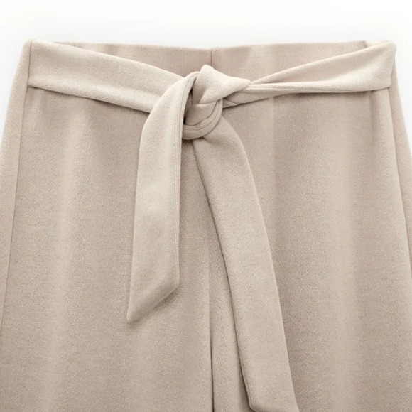 ZARA | Mink | SOFT WIDE LEG PANTS - Picture 4 of 10